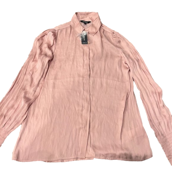 NWT Express Pink Long Sleeve Button Up Blouse - XS - Picture 2 of 4